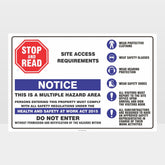 Custom Design Sign,Notice Site Access Requirements Landscape Sign